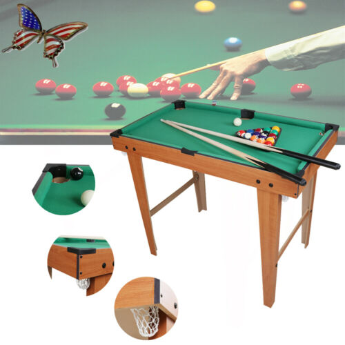 36” Mini Wooden Pool Table Top Table Game Billiard Set Cues Balls Indoor Sports