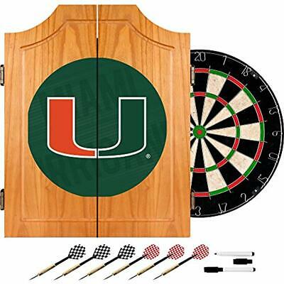 University Of Miami Wood Dart Cabinet Set - Wordmark Sports & Outdoors Darts