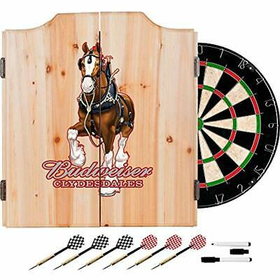 AB7010-CLY-R Budweiser Dart Cabinet Set With Darts & Board Clydesdale Red