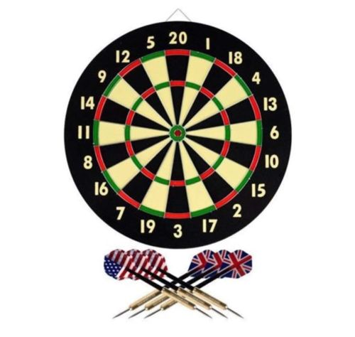 Beginner Double Sided Dart Board 18inch Tournament Bristle with Darts Game