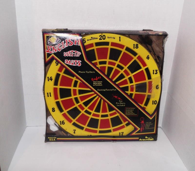 Vintage English Mark Darts Hot Shot Soft Tip & Dart Board Arachnid Sealed