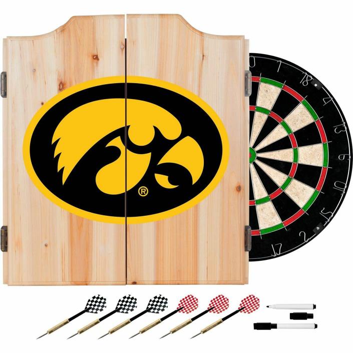 University of Iowa Dart Cabinet Set with Darts and Board