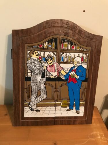 Vintage Regent Dart Board Pub Scene Cabinet w/ Classic Dart and Baseball Sides