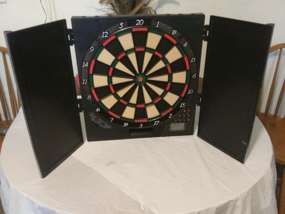 Vintage Halex Match Play Electronic Soft tip Dart Board, Wall Mount Cabinet