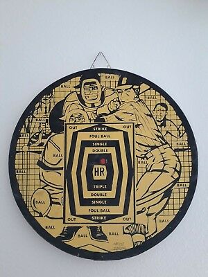 Vintage Antique Dart Board Dartboard Double Sided Baseball Game Made In England