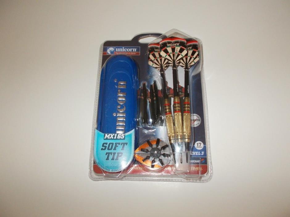 Sportcraft Unicorn MX165 soft tip 17 gram level 3 dart set with case new