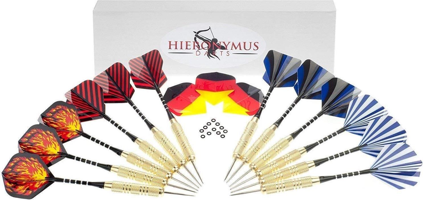 12 Pack Steel Tip Darts 20 Grams Aluminum Shafts 12 Flights Cases 3 Extra Rods