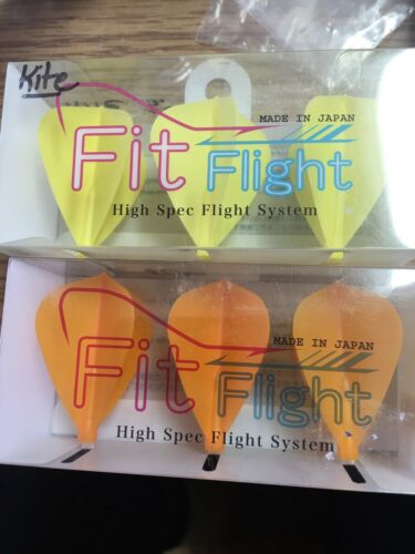 Darts- 2 Sets Kite Shaped Cosmo Fit Dart Flights.  Yellow And Orange