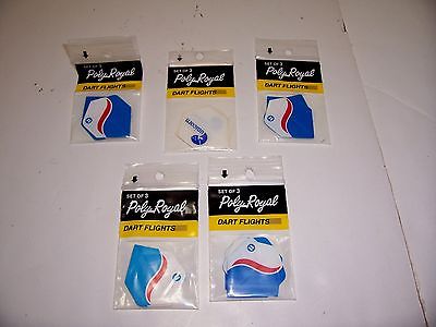 DART FLIGHT SETS LOT OF 5 PACKAGES POLY ROYAL RIGID POLYESTER