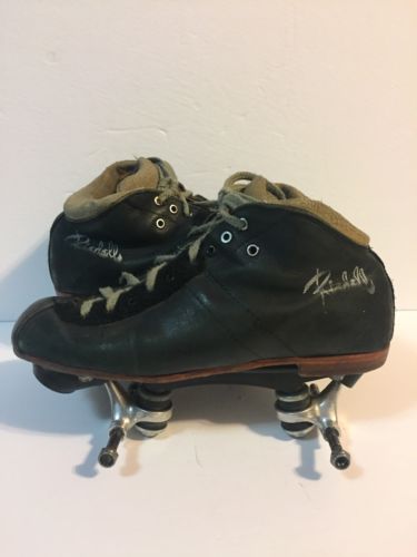 Riedell Sure Grip Black Leather Vintage Roller Speed Skates USA 6