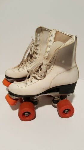 Vintage Roller Derby Womens Roller Skates Size 6 White with Red Wheels