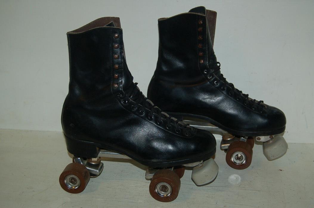 Mens Vintage RIEDELL Red Wing MN Black Roller Skates Size 10 Chicago Base/Wheels