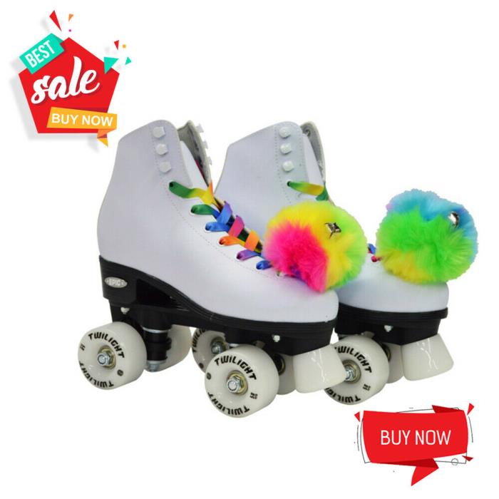 Epic Allure White Boots w/ Twilight Rainbow LED Light Cutesy Skates Features