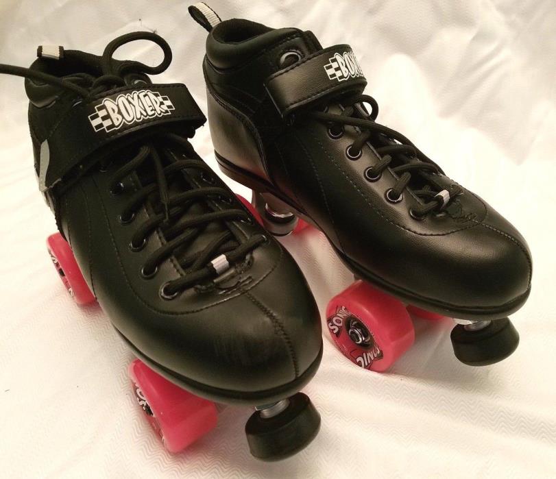 Sure-Grip International Black Roller Skates with Pink Sonic Wheels Size 8