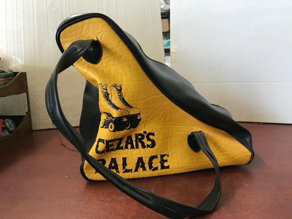 !!! VINTAGE LEATHER HAND BAG FOR ROLLER DERBY SKATES '' CEZAR'S PALACE '' !!!
