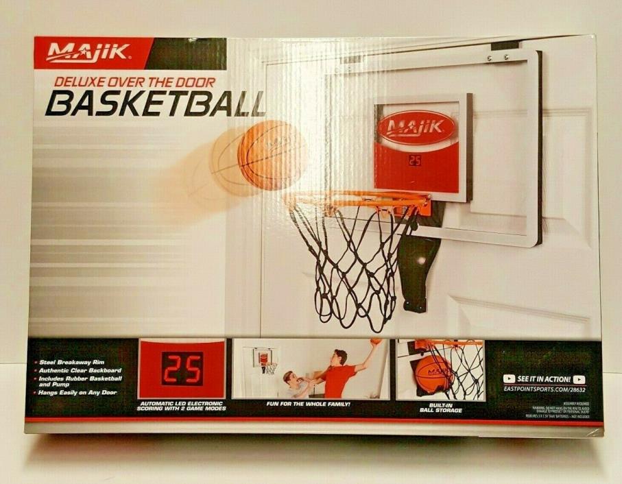 NEW MAJIK Over the Door Deluxe Basketball Game Mini Hoop Electronic Scoring Ball