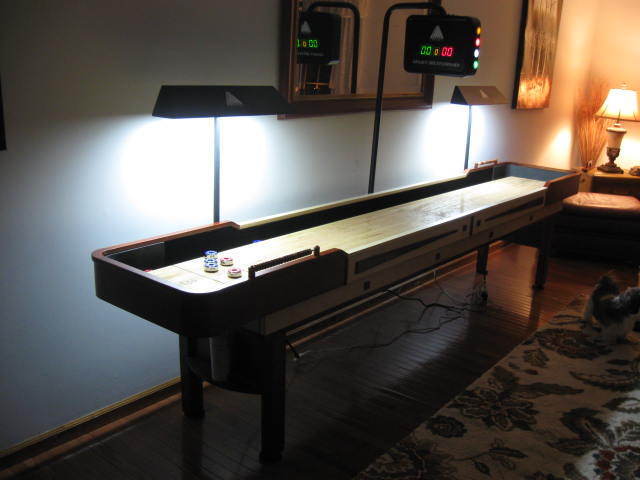 Shuffleboard Table Deluxe 12 foot with lights and digital score keeper scoring