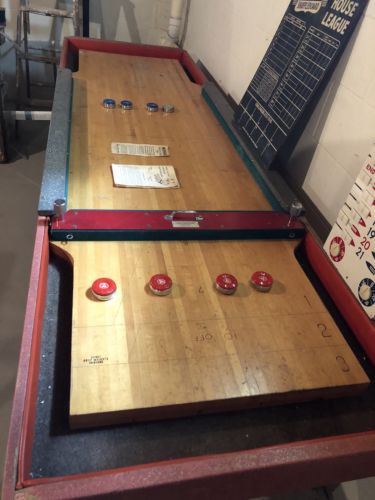 9 Foot Antique Shuffleboard Table. American manufacturer. Made in New Jersey.