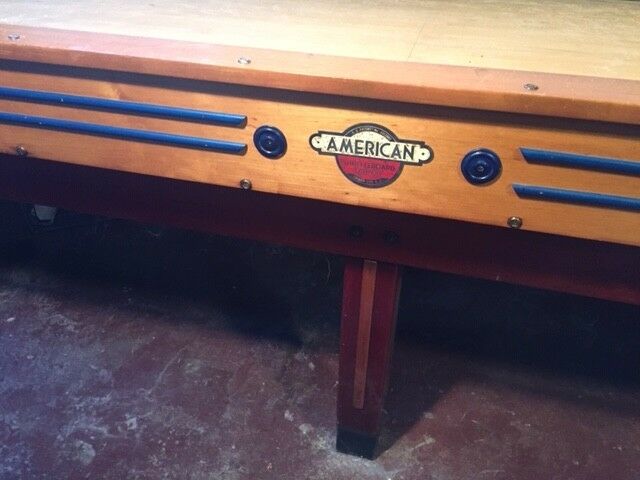 American Bank Shuffleboard Table 12' playing surface w/ bumpers. All original