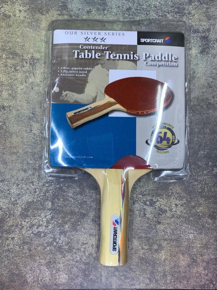Sportcraft Contender Table Tennis Ping Pong Paddle 64 Rating - Silver Series NEW