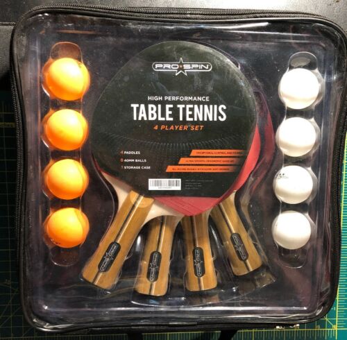 New Table Tennis Set PRO SPIN Ping Pong Paddle - Includes 4 Paddles & 8 Balls