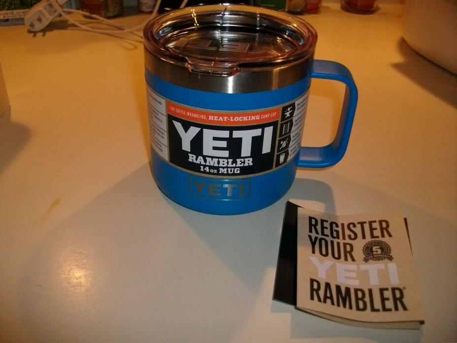 YETI Rambler Mug - 14oz - Tahoe Blue - Discontinued Color RARE Brand New MINT