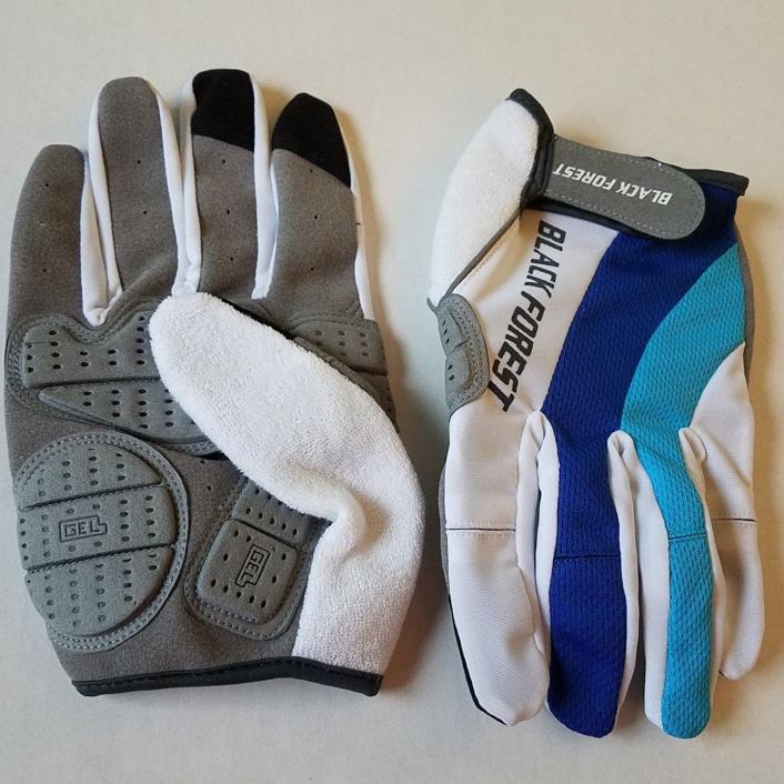 Gloves Padded Pro Gel Cycling Blue White Black Forest Climbing Spandex Large