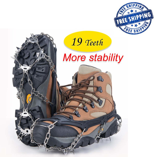 Ice Snow Grips Traction Cleats Safe Protect Walking Jogging Hiking 19 Spikes