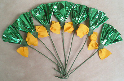 Rosettes Mane Flowers Foil Horse Decorations - Green and Yellow Gold