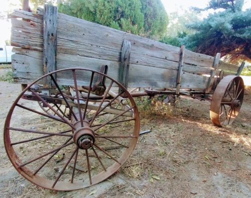 Large Iron wagon wheels Antique Horse Drawn Farm Wagon by Weber,  Western rustic