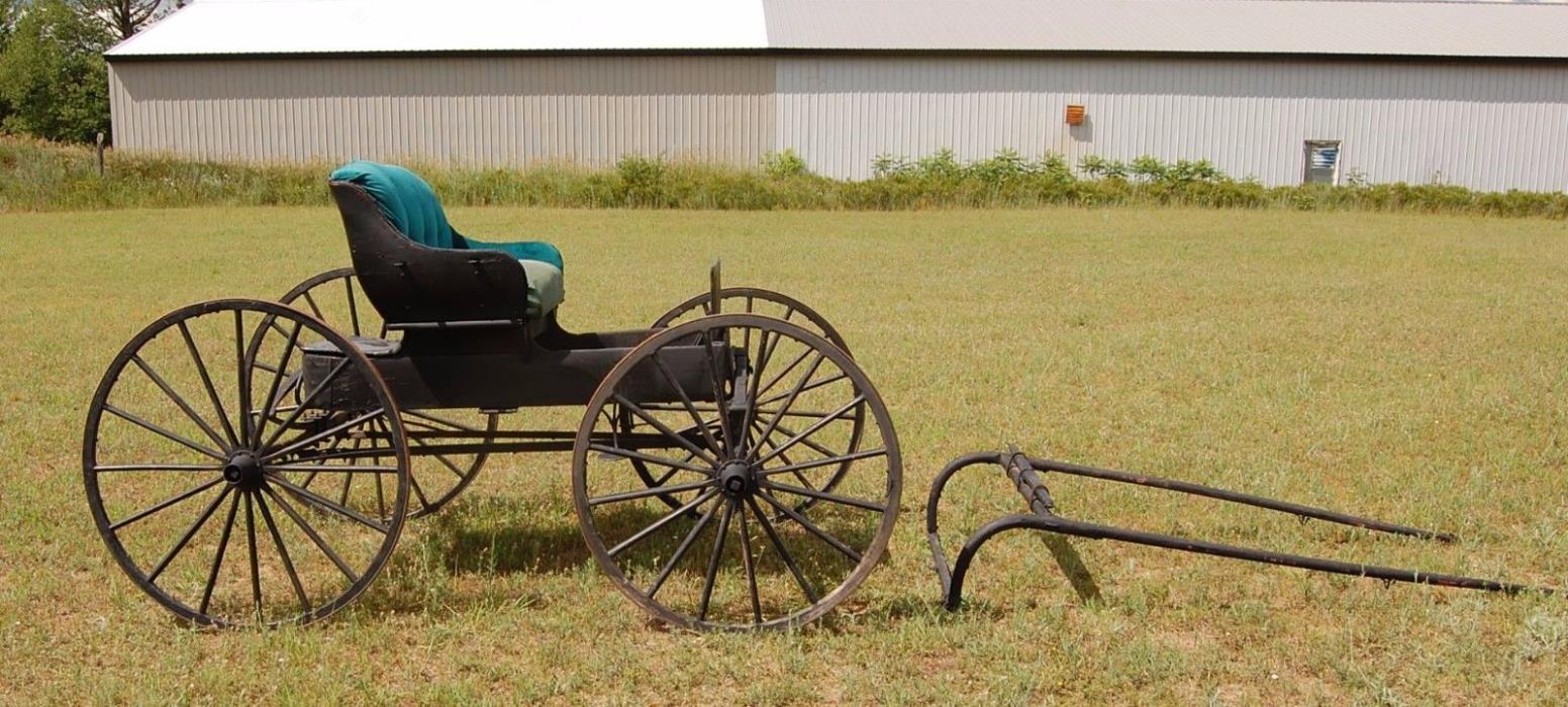 Antique Doctor's Horse Drawn Buggy Carriage Wagon with Hitch, Amish - Nice!