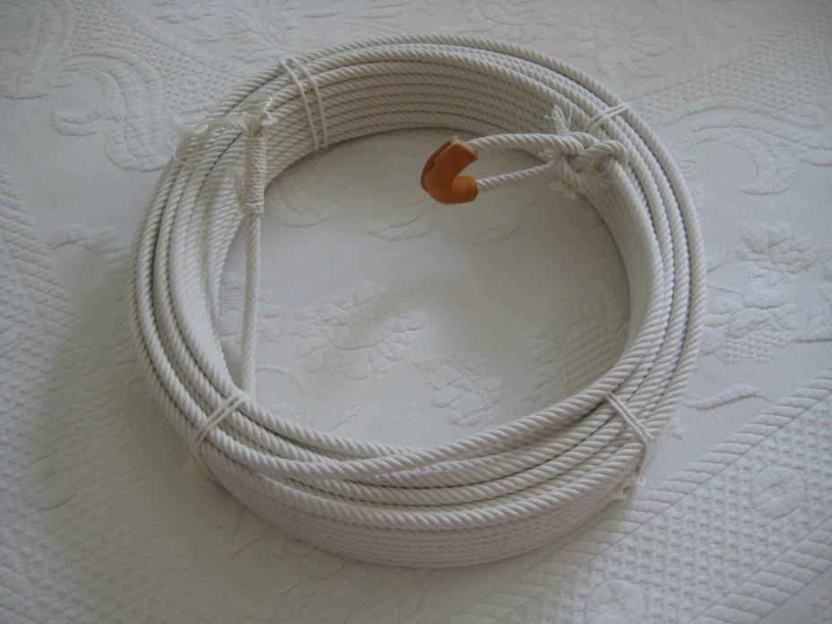 Cotton Lariat Rope Reata Soga- CR-10  111 ft 9 mm  dia., w/Leather Burner