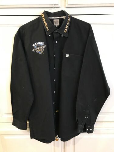 CBR Bull Riders Rodeo Shirt XL Cinch Black Button Down Starched From Cleaners