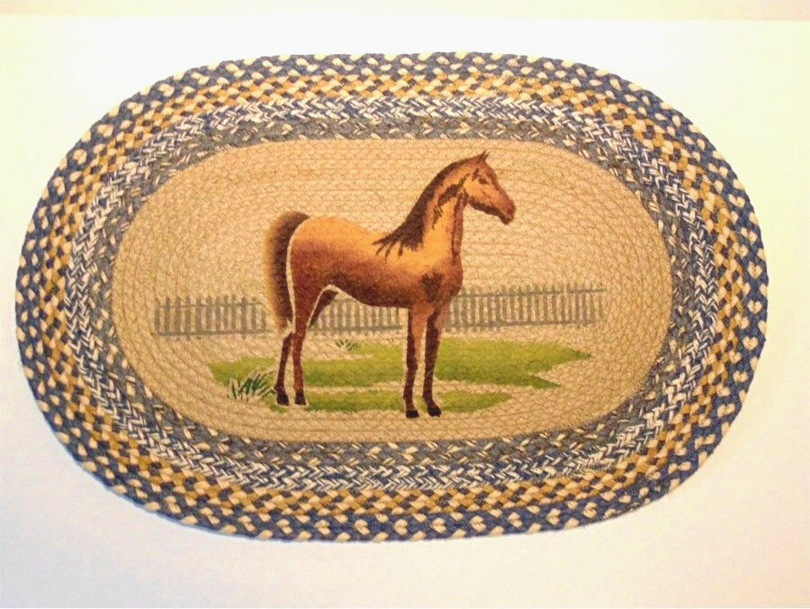Equine Horse Art Braided Earth Rug - Large Morgan Horse in Pasture - New