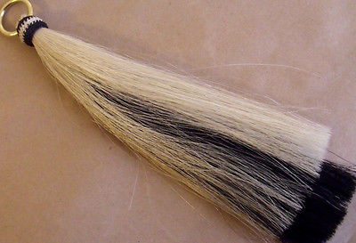 X-Thick HorseHair Shufly tassel 2 layers Creamy white horse hair Black tassel