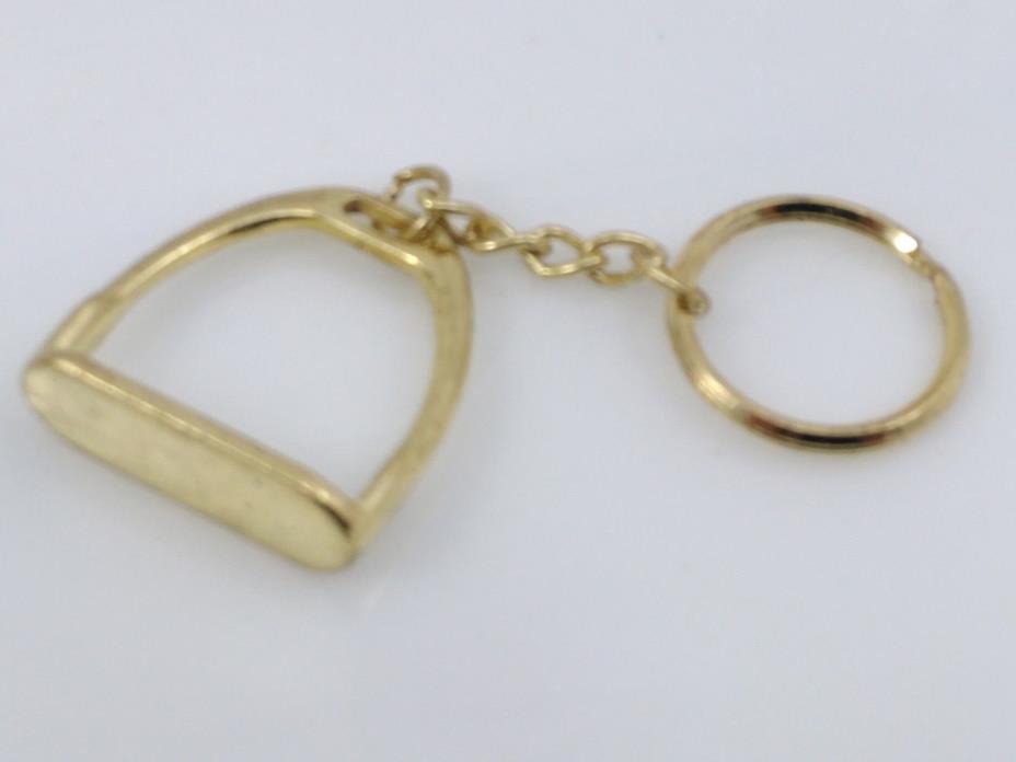 Zinc Alloy Stirrup Gold Tone Key Ring Horse Riding Equestrian Equipment