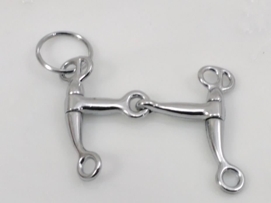 Western tom-thumb cowboy snaffle bit key chain silver tone