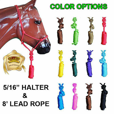 U-LTER NEW PROFESSIONAL 5/16 in. POLY ROPE HALTER HEADSTALL W/ 8 ft. LEAD - HORS