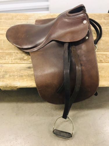 Eldonian English Brown Cutback Horse Leather Dressage Saddle Made In England