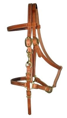 Amish MADE IN USA Horse Tack Hermann Oak Leather Halter Bridle Combo 975H375