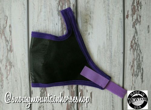Fly Mask For Horses, Horse Size, Handmade in the USA Montana , Purple trim