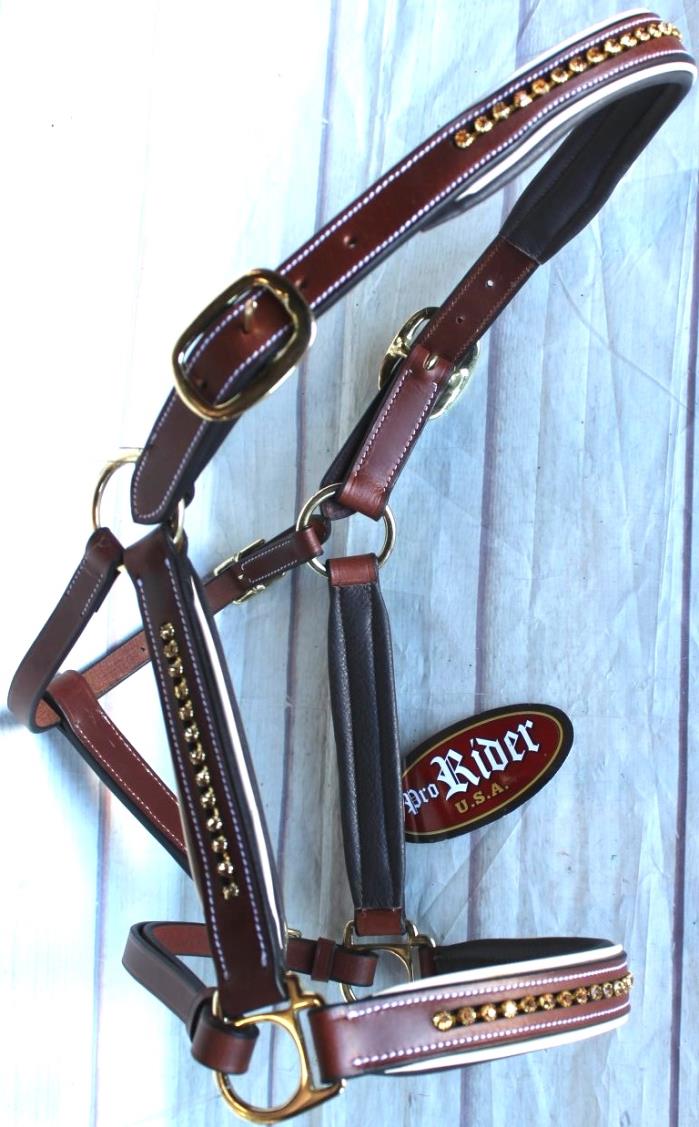 Horse Riding Leather Halter English Western Tack  Brown Bling 927MT08C