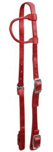 NEW SHOWMAN WESTERN PREMIUM NYLON ONE EAR HEADSTALL, RED, HORSE SIZE, FREE SHIP
