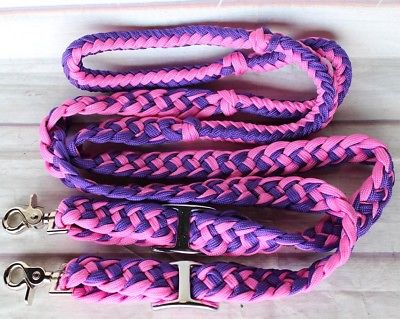 Roping Knotted Horse Tack Western Barrel Reins Nylon Braided  607472