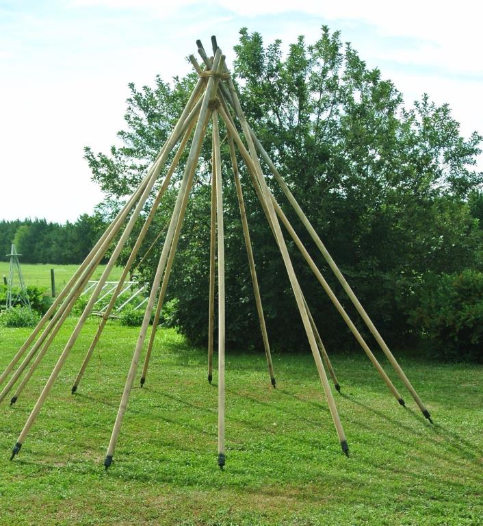 Wooden Tipi Teepee Tepe Poles with Iron Anchor 14'  long  Ash