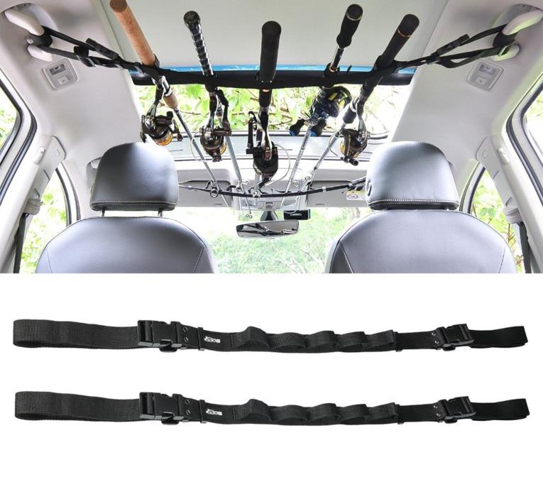 Car Fishing Rod Carrier Rod Holder Belt Strap With Tie Suspenders Wrap 5Roads US