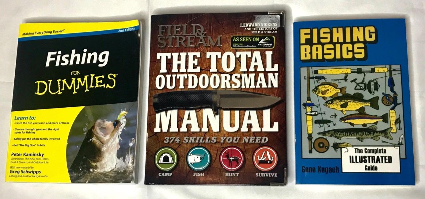 BRAND NEW LOT 3 BOOKS ~FISHING FOR DUMMIES ~BASICS ~TOTAL OUTDOORSMAN MANUAL