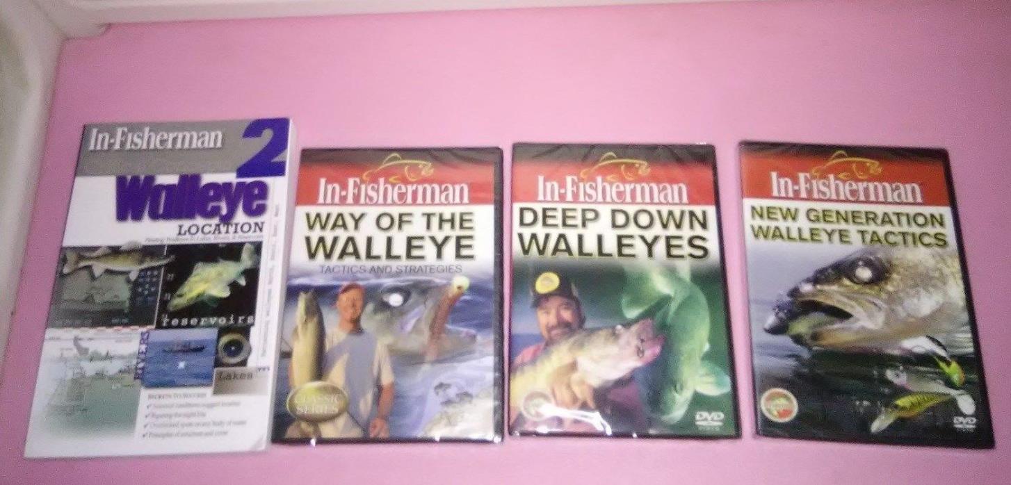 3 In-Fisherman Walleye DVDs + Book Way of the Deep Down New Generation Tactics