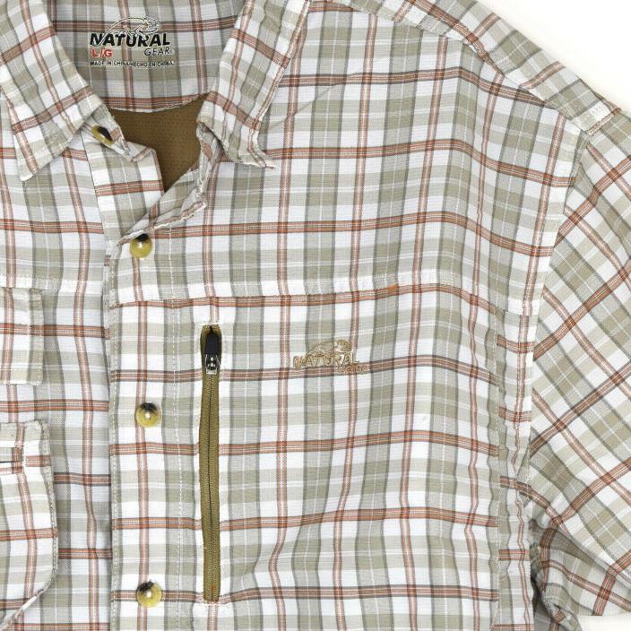 Natural Gear Mens Plaid Short Sleeve Button Down Vented Fishing Shirt Size L