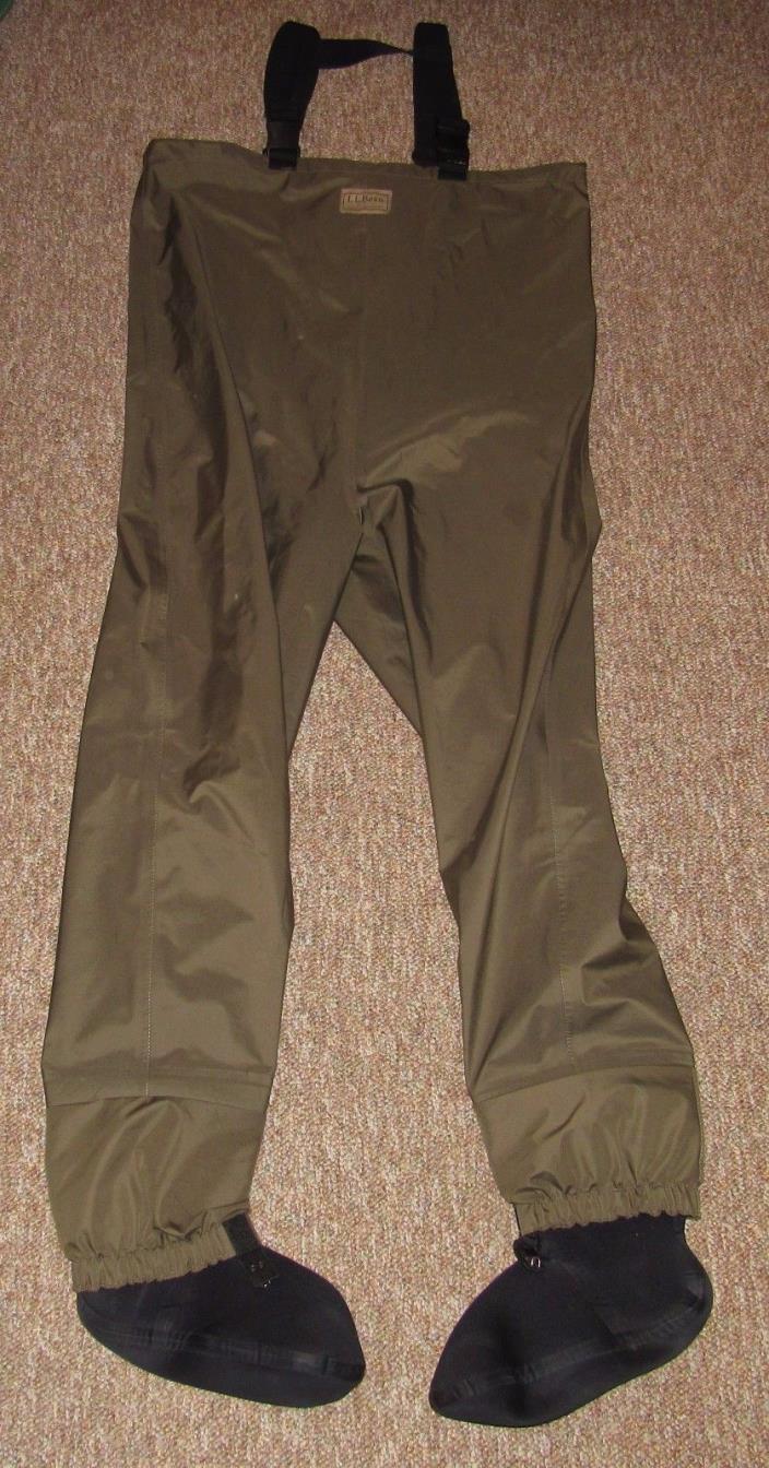 LL BEAN Flyweight Stocking Foot Fly Fishing Chest Waders Men's LARGE Regular